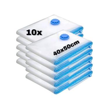 Imagem de Kit 10 Sacos À Vácuo Organizador Para Guarda Roupas 40x50cm - Top Útil