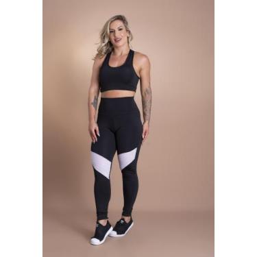 Imagem de Conjunto Feminino Fitness Academia Calça Legging Cintura Alta Detalhe 