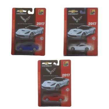 Imagem de Kit 3 Carrinhos Miniatura Corvette 2017 Chevrolet Metal - CKS