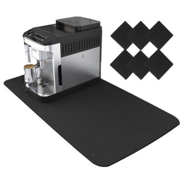 Imagem de Kit Tapete De Mesa Apoio Cafeteira 90x40cm + 6 Porta Xicaras Para Cant