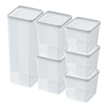 Imagem de Kit 6 Potes Modulares Porta Mantimentos Branco Bpa Free - Nitron
