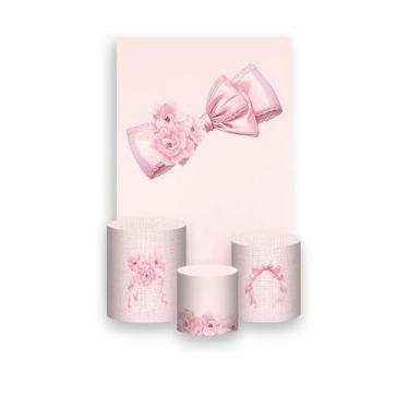 Imagem de Painel De Festa Vertical 1,50 x 2,20 + Trio De Capas Cilindro - Laço R