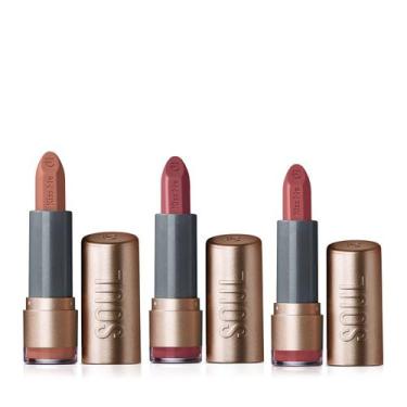 Imagem de Kit SOUL Kiss Me Batons: Malva da Moda 3,7g + Avelã 3,7g + Nude Estilo