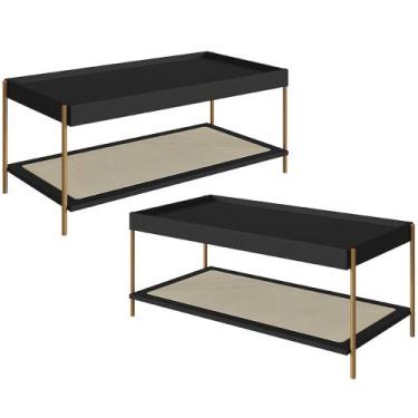 Imagem de Kit 02 Mesas de Centro Para Sala de Estar Industrial Indy A03 Nero Dou