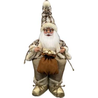 Imagem de Papai Noel Sentado Bordo Marrom Decoração Natal 40cm - Zona Livre