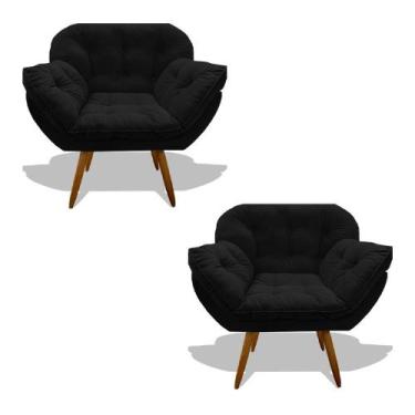 Imagem de Kit 02 Poltrona Miami Cadeira Robusta Pés Palitos Fibra Silicone Sala 