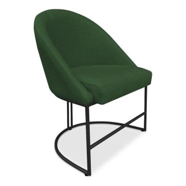 Imagem de Cadeira Poltrona De Jantar Bela Suede Base Metálica Industrial Preto Pallazio Verde