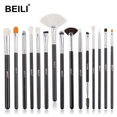 Imagem de Pincéis De Maquiagem BEILI Conjunto 15 PÇS Compõe Kit Escova - ElaShop