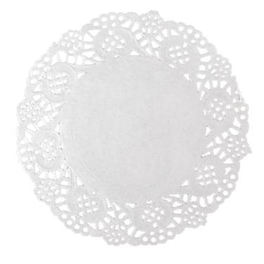 Imagem de Iconikal Doilies de renda de papel branco de 200 unidades, jogo americano decorativo branco de 16,5 cm para bolos, sobremesas e mesas