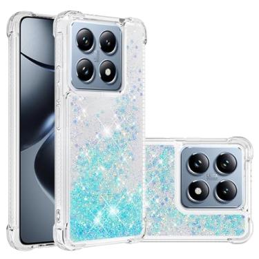 Imagem de MEMAXELUS Capa para Xiaomi 14T / Xiaomi 14T Pro Glitter, linda capa de areia movediça líquida brilhante à prova de choque capa protetora de silicone para Xiaomi 14T Pro, Blue Star YB5