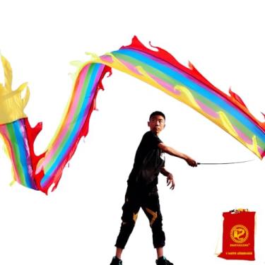 Imagem de DSJUGGLING 3 Meters (9.8 FT) Golden Scale Dragon Poi, Outdoor Flinging Fitness Dragon Dance 3D Rainbow Color Dragon Ribbon Streamer with Fiberglass Handstick + Travel Bag! (Rainbow Dragon)