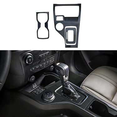 Imagem de ruihe Padrão de fibra de carbono, manípulo de mudança de marchas de carro, painel de acabamento de painel, porta-copos, capa de moldura adequada para Ford Ranger 2019 2020 2021 2022 versão