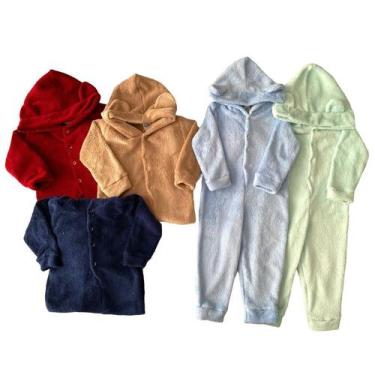 Imagem de Macacão de Bebe Soft Quentinho Capuz e Orelinha 4 botões - Alyaht, Men