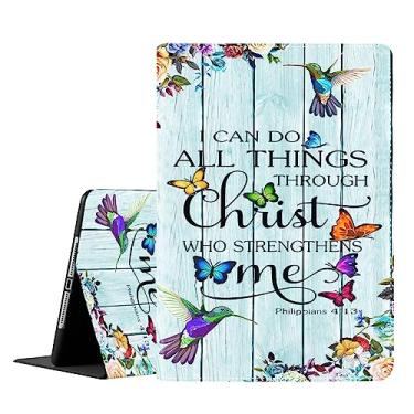 Imagem de Capa para Samsung Galaxy S6 Lite, capa fina e dobrável com função despertar/hibernar automática para Samsung Galaxy Tab S6 Lite 10,4 polegadas 2022/2020 P610/P613/P615/P619, versículo bíblico floral