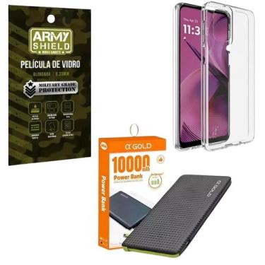 Imagem de Capa Capinha Transparente Para Moto G35 + Power Bank 10000 + Pelicula 