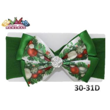 Imagem de 1 Faixa Cabelo Com Laço Infantil Bebe Meia De Seda Natal Natalina - MU
