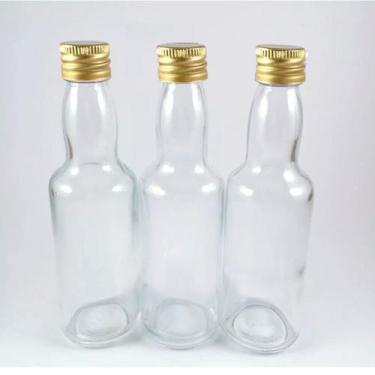 Imagem de 10 Garrafinhas Redonda de Vidro 60ml com Tampa Dourada - Vidraria Anch
