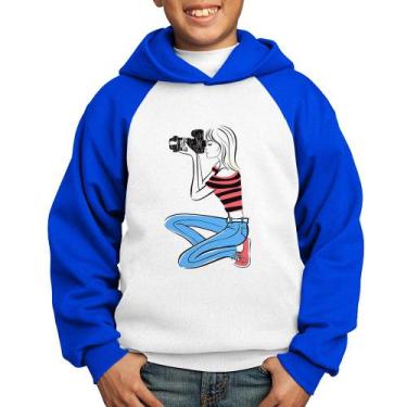 Imagem de Moletom Infantil Fotógrafa Art - Foca na Moda, Branco, Azul, 14