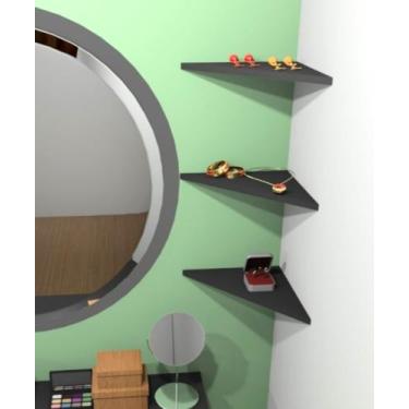 Imagem de Kit 3 Prateleiras De Canto Em MDF Para Decoração/Sala/Cozinha/Quarto/E
