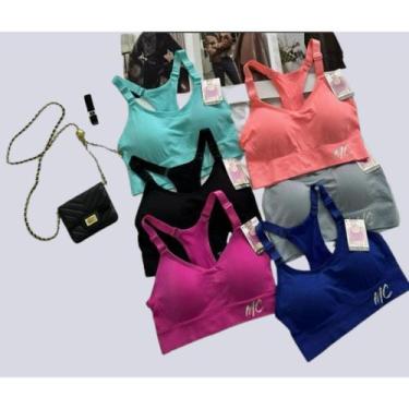 Imagem de Kit 3 Top Feminino Ajustáveis Bojo Removível Fitness Confortável Sexy 