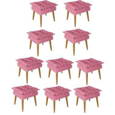Imagem de Kit 10 Puff Puf Banqueta Opala Para Quarto Sala Recepção Suede Rose - 