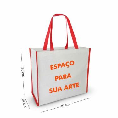 Imagem de 20 Sacolas de Ráfia Laminada 120 GR Personalizadas - Rode, Vermelho
