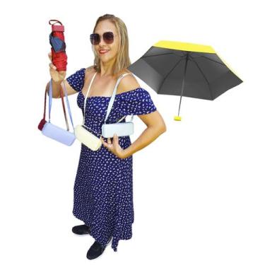 Imagem de Mini Sombrinha Guarda Chuva Compacto com Bolsinha - Proteção Blackout 