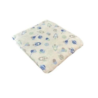 Imagem de Lençol de Elástico Solteiro Infantil Tricoline 100% Algodão Foguete Az