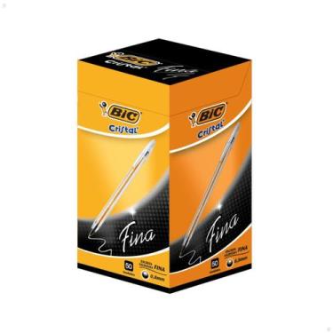 Imagem de Caneta Bic Esferográfica Cristal Fina  0.8mm CX C/50, Preto