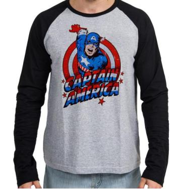 Imagem de Camiseta Manga Longa blusa Capitão América Cartoon  - Empório Dutra, G