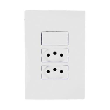 Imagem de Conjunto 4x2 Tomada Dupla 10A Bivolt E Interruptor Simples 10A  I9 Ilu