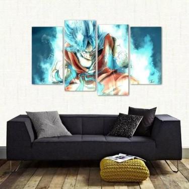 Imagem de Quadro Goku Super Sayajin Blue Quarto Em Tecido 4 Peças 1 - Wall Frame