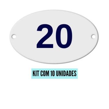 Imagem de Kit Com 10 Números Oval PVC  Numerador 1 ao 20 - Danti, Número 20 - 10