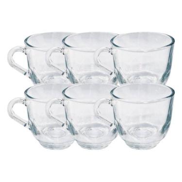 Imagem de Kit 6 Xicaras Vidro Resistente 150ML Para Cha Cafe Transparente - PRAT