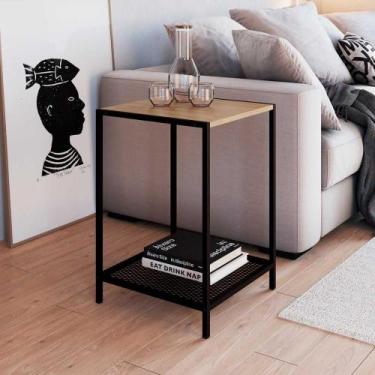 Imagem de Mesa Lateral de Apoio Industrial Com Estrutura em Aço 40 cm - Artesano