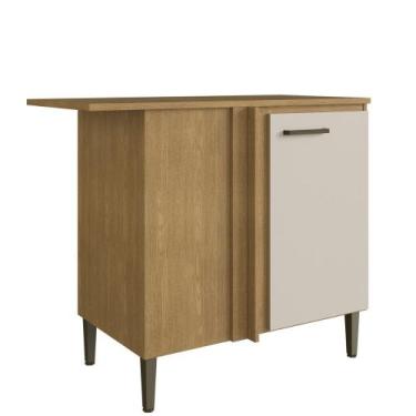 Imagem de Balcão Canto Reto 1 Porta com Pés 100 MDF May Cadorin Móveis, Freijo/A