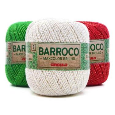 Imagem de Kit Barbante Barroco MaxColor Brilho Natal nº 6 200g - 3 Cores - CÍRCU
