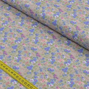 Imagem de Tecido Estampado para Patchwork - Fiori: Bouquet de Flores Fundo Cinza
