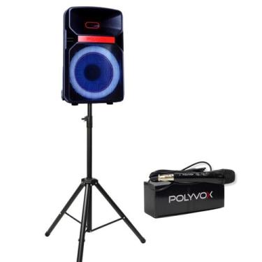 Imagem de Caixa de Som Xc-812T Polyvox Bluetooth 600w+ Tripé + Mic Fio