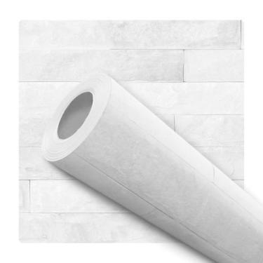 Imagem de Papel De Parede Adesivo Tijolinho Branco Elegante Mosaico Muro Quarto 