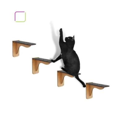 Imagem de Kit 4 Degraus Para Gatos Em MDF C/Carpete Antiderrapante  - Box Fan
