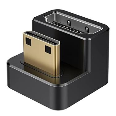 Imagem de AGVEE Pacote com 2 (lado curto para dentro) adaptador mini HDMI macho para HDMI fêmea com ângulo de 180 graus, em forma de U, extensor de conector de acoplador conversor 4K @60HZ para acessórios de monitor de exibição portátil, preto