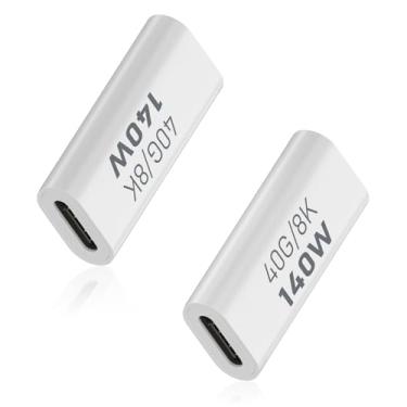 Imagem de Duttek Acoplador USB C de 40 Gbps, tela de vídeo PD140W e 8K a 60Hz, adaptador USB C fêmea para fêmea, tipo C para tipo C para Thunderbolt 4/3, MacBook Pro/Air, iPad, laptop, telefones (pacote com 2)