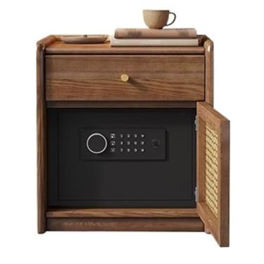 Imagem de Mesa de cabeceira Mesa de cabeceira de madeira maciça com mesas de cabeceira de madeira de cinza moderna e segura armário de armazenamento multifuncional para quarto, escritório Gavetas Tabela final