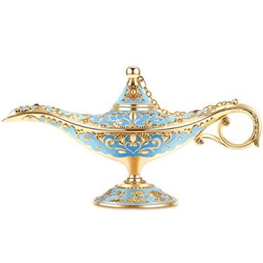 Imagem de Gusnilo Lâmpada mágica vintage Aladdin Edição de colecionador/decoração de mesa de casamento, adereços árabes clássicos raros colecionáveis, pote de aladim e presente delicado para festa/aniversário