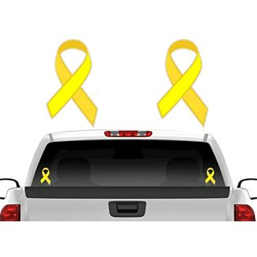 Imagem de 2 adesivos de fita de câncer de mama próstata ovário câncer cervical vinil veículo decalque adesivosStreet Legal Decals (2) 3.5"x 6" (8.89cm x 15.24cm) amarelo SLD-0357