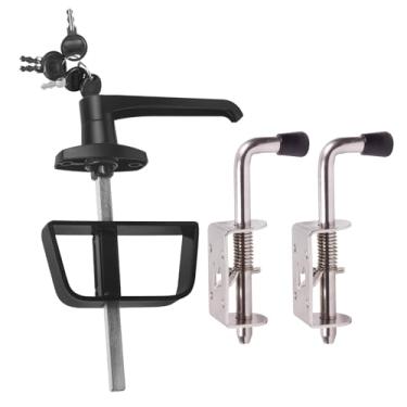 Imagem de Hurrikom Kit de trava de porta de galpão com 5 chaves - Kit de trava com alça em L e 2 pacotes de ferragens de trava com mola para galpões, portões, portas de celeiro, janela de madeira, galinheiros