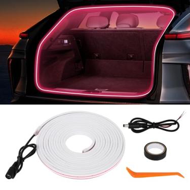 Imagem de Fita de LED para carro – iluminação ambiente para porta-malas, cores rosa 10000 K, faixa de luz LED flexível de 300 cm, fácil instalação, impermeável, ajuste universal, para porta-malas, SUVs e Vans