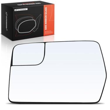Imagem de A-Premium Vidro espelhado aquecido do lado esquerdo do motorista com placa de suporte - compatível com Ford F-150 F150 2011 2012 2013 2014 - Espelho plano de vista lateral externa com vidro Spotter