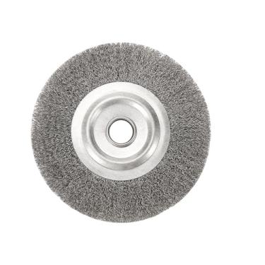 Imagem de Escova de arame de aço de 75-300 mm, rodas de arame de 0,15 mm, escova redonda para moedor de bancada, ferramenta de rebarbação, adaptador de polimento de ferrugem de limpeza, 125 mm x 16 mm